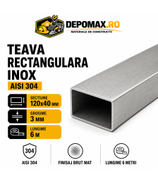 Teava rectangulara inox AISI 304, 120 x 40 x 3 mm, 6 metri